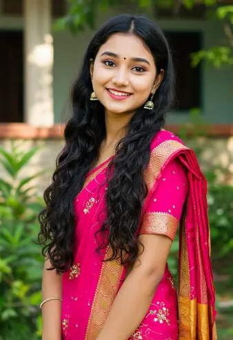 New Style Mein Ladki Ki Photo With Saree