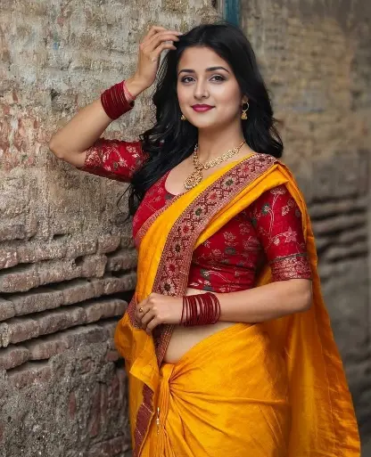 New Style Mein Ladki Ki Photo With Saree