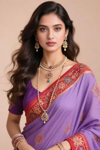 New Style Mein Ladki Ki Photo With Saree