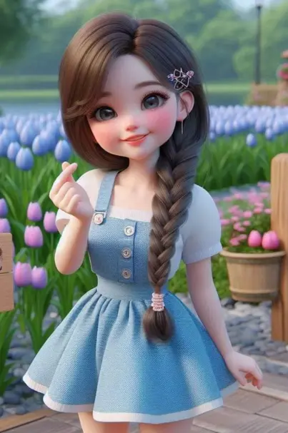 ai cartoon girl selfy