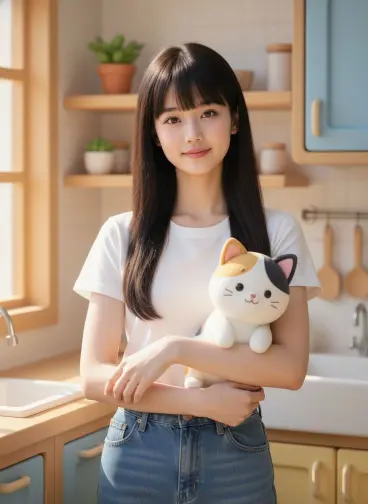 Ladki Ki Photo With Cat image