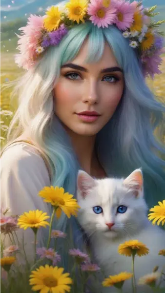 Ladki Ki Photo With Cat img