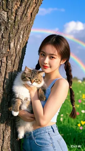 Ladki Ki Photo With Cat Photo