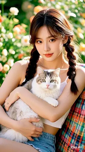 Ladki Ki Photo With Cat Photo