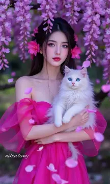 Ladki Ki Photo With Cat HD wallpaper