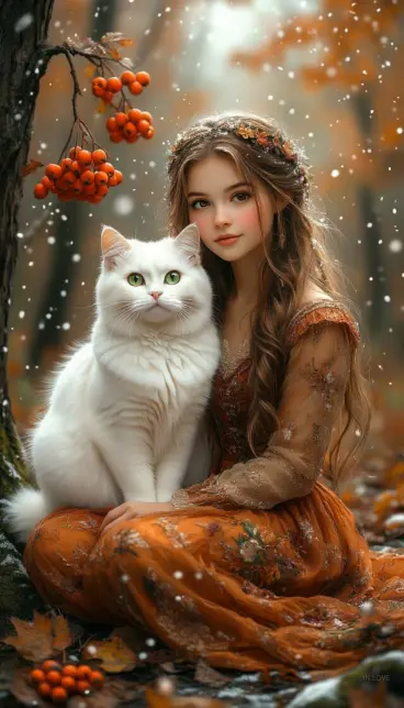 Ladki Ki Photo With Cat HD Image