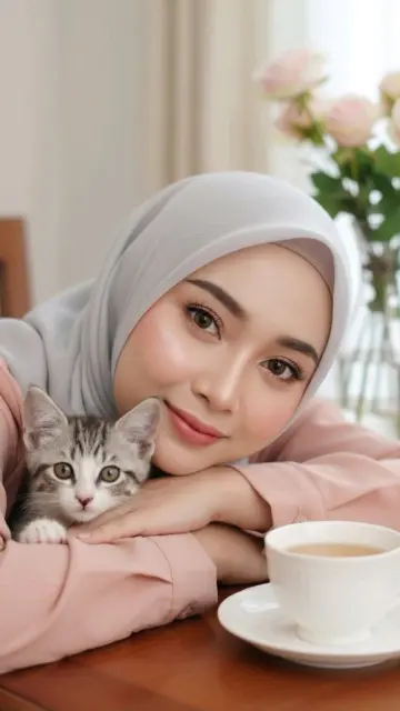 Ladki Ki Photo With Cat HD Image