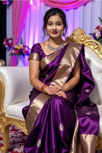 girl saree look college annual function