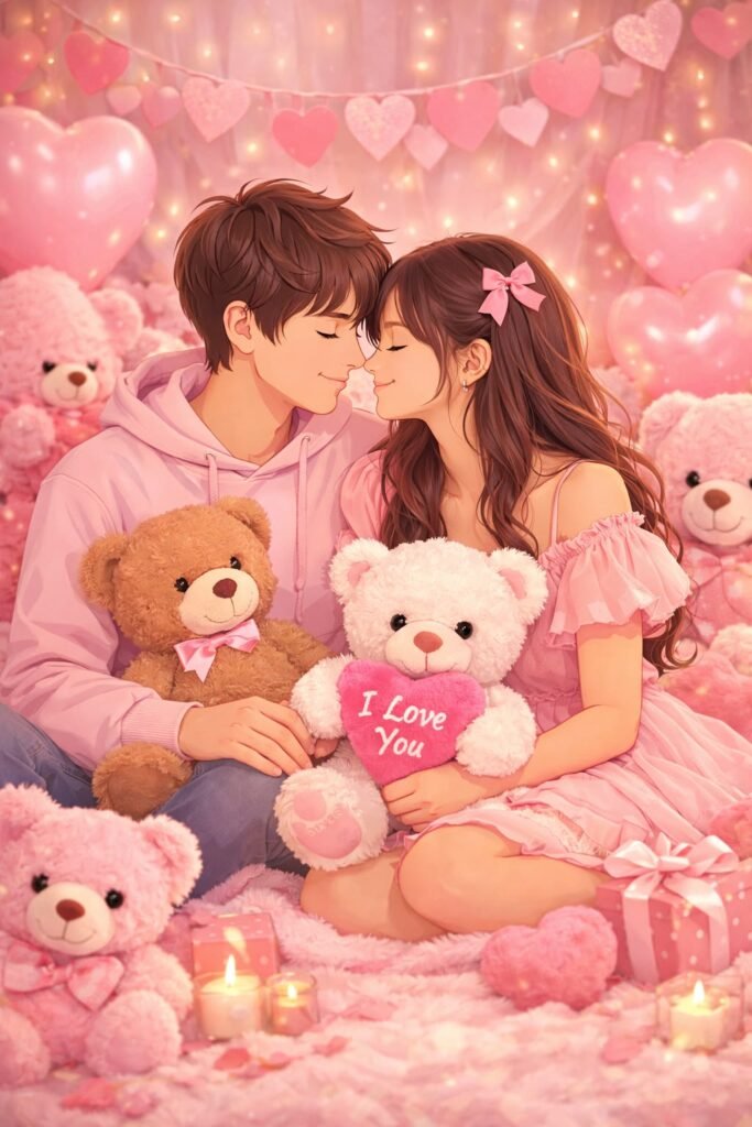 whatsapp dp for love couple with teddy