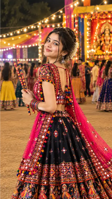 Chaniya choli me ladki ki image navratri status