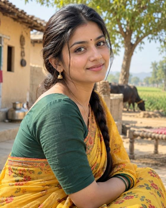 Beautiful rural Indian girl HD portrait