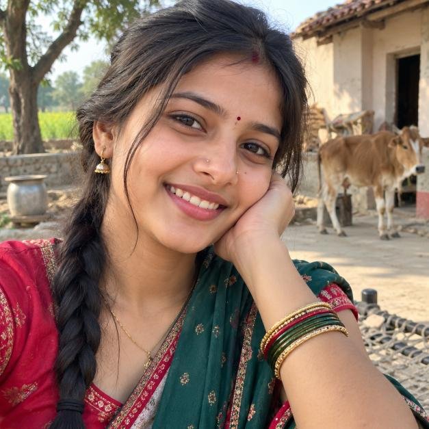 Cute Indian village girl smiling profile photo