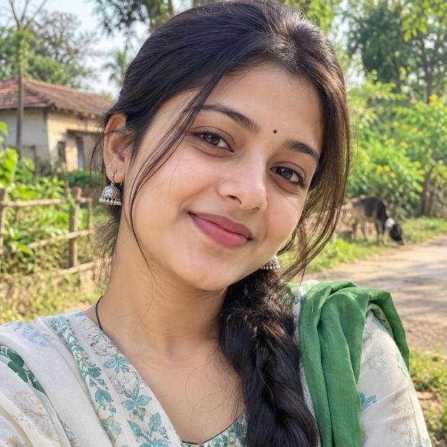 Cute rural Indian girl square profile photo