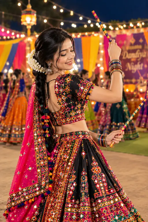 cute girl in chaniya choli navratri photo