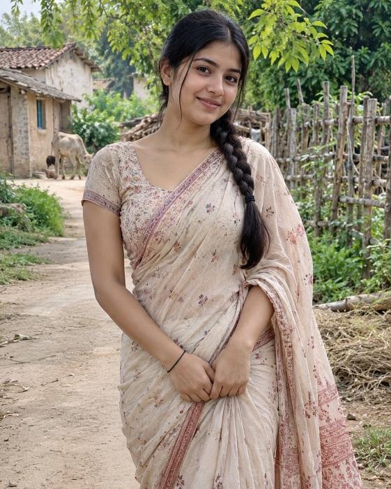Desi village girl in simple traditional outfit