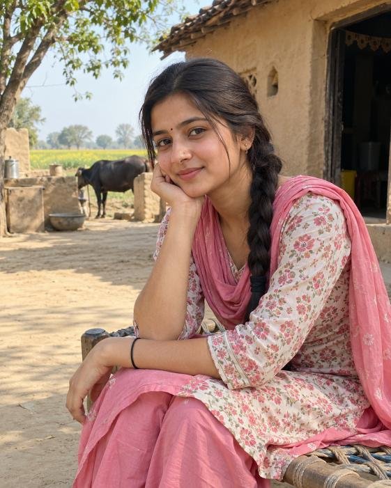 Gaon ki ladki in simple dress with natural look