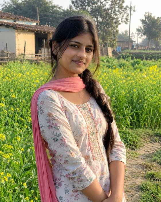 Gaon ki ladki with natural look near village fields