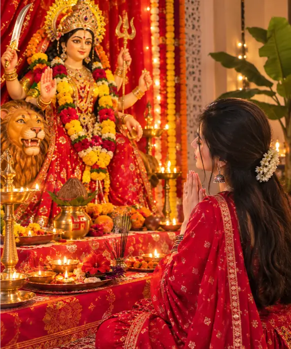 maa durga worship girl photo hd background