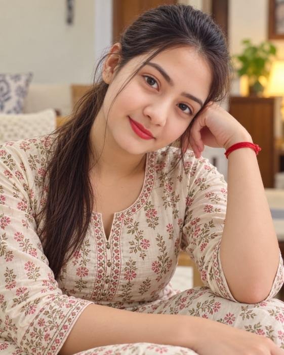 Natural looking gharelu ladki standing on veranda