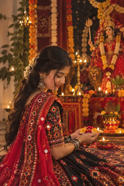 navratri aesthetic traditional girl photo for pinterest