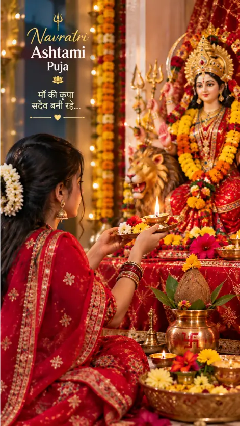navratri ashtami puja ladki ki photo status