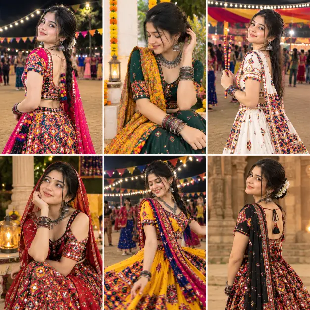 navratri chaniya choli photo girl traditional look