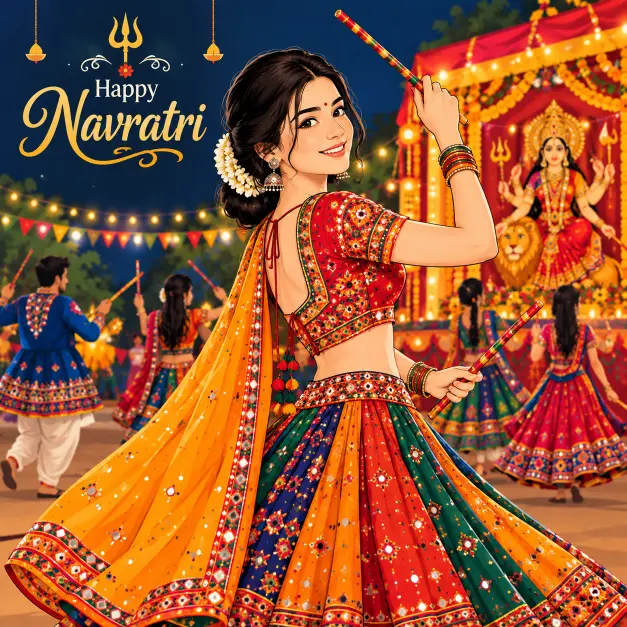 navratri festival ladki ki photo vector hd