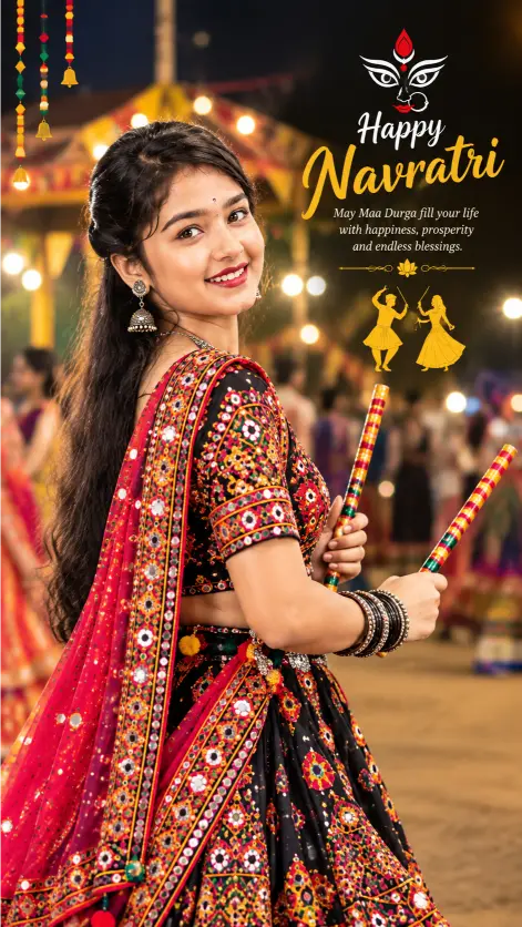 navratri special ladki ki photo status ke liye