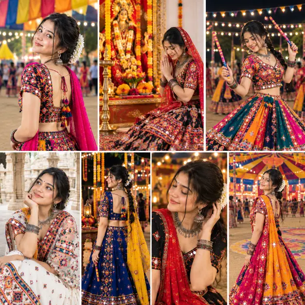 navratri traditional look for girl photo shoot ideas