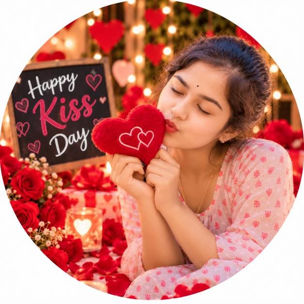 rounded ladki ki photo for happy kiss day dp