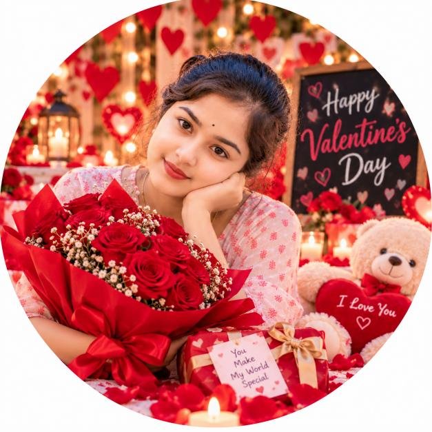 rounded ladki ki photo for happy valentine day dp