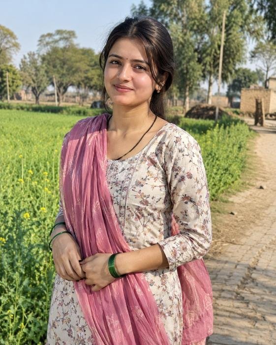 Simple gaon ki ladki photo with natural outdoor background