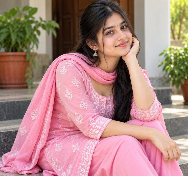 Simple ladki in traditional salwar kameez