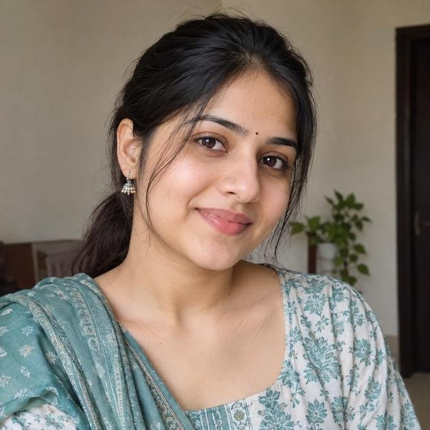 Cute Indian woman with soft expression in close-up portrait