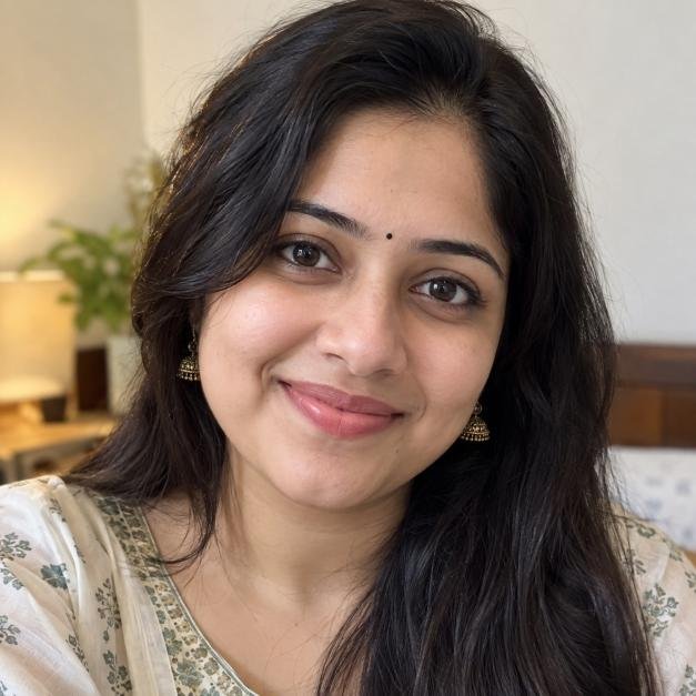 Simple woman close-up photo with soft smile for DP
