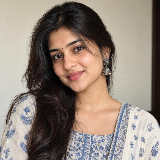 Indian woman portrait with clean background for WhatsApp DP