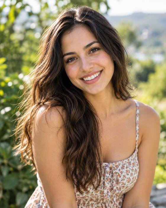 Beautiful young woman smiling in natural outdoor light