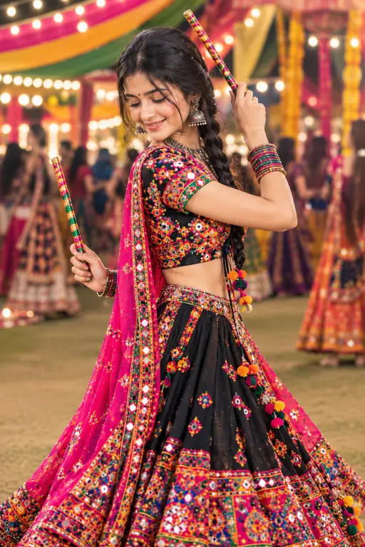 traditional dandiya look ladki ki photo hd