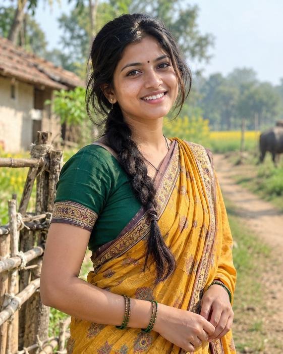 Village girl smiling in a natural rural background