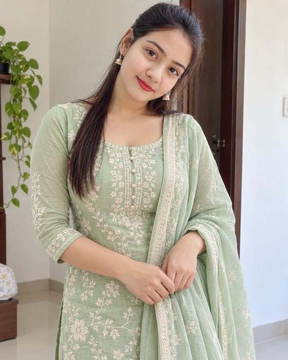 Gharelu girl portrait with natural expression and clean background