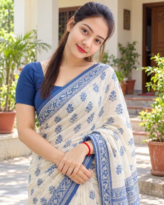 Beautiful Indian woman in colorful saree portrait